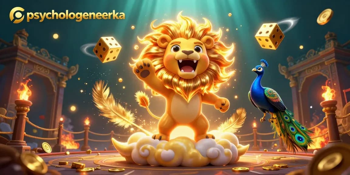 Spel met psychologeneureka en gouden dobbelstenen in een levendig casinothema.