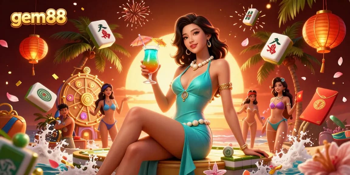 Unleash your luck at gem88 with a vibrant casino scene featuring a stunning cocktail.