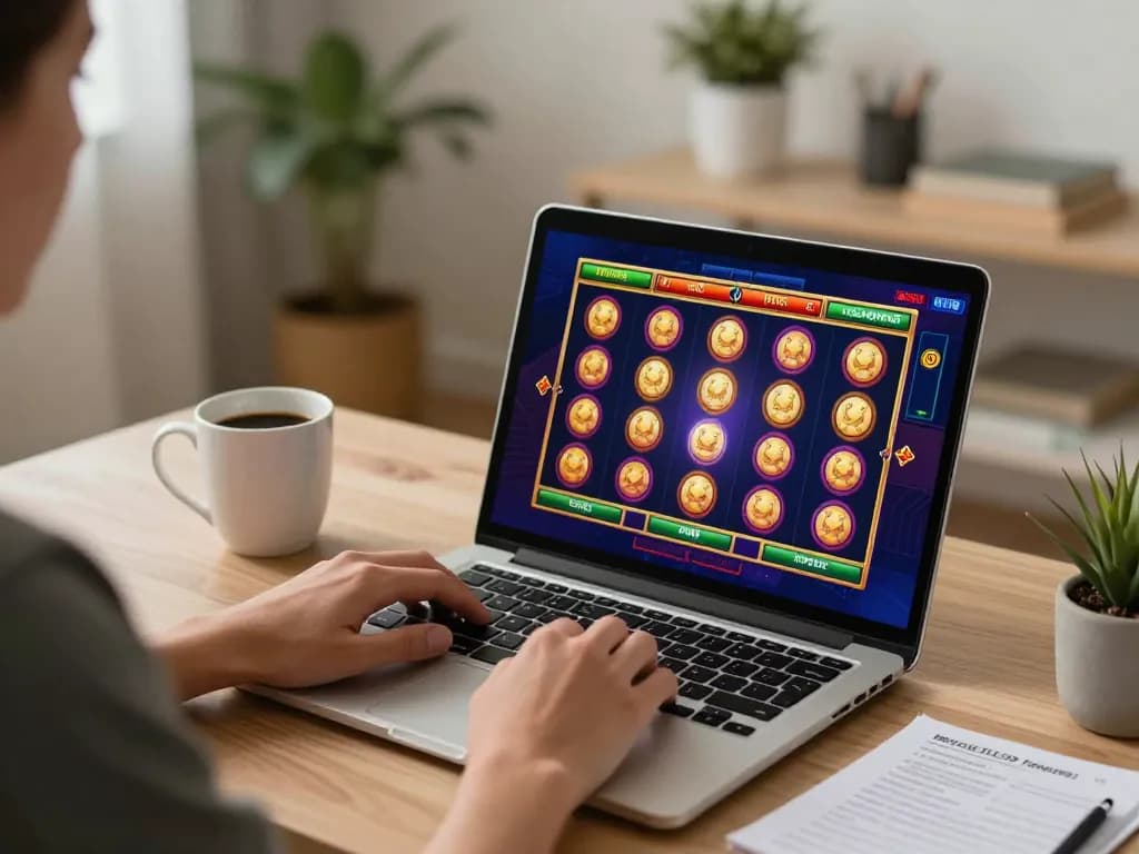 Engaging online gaming experience at home with Link Lu88 chính thức displayed on screen, inviting players to join the action.
