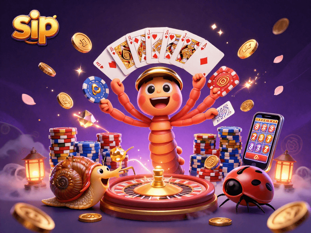 Experience sip's thrilling casino scene with a lively millipede dealer and sparkling gems.