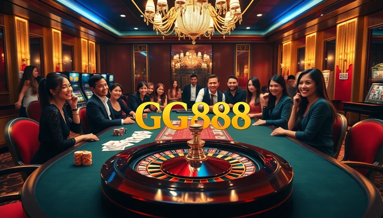GG88 casino experience with vibrant tables, chips, and engaging players in an exciting atmosphere.