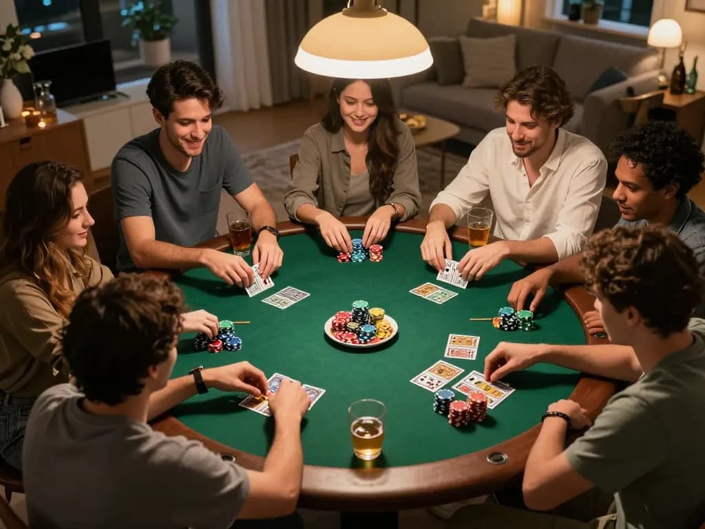 WALA88 players enjoying an intense poker game with colorful chips and community cards displayed.