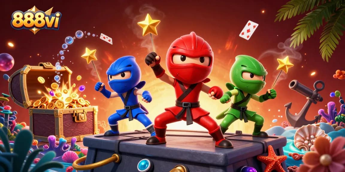 Experience thrilling action at 888vi with chameleon ninjas showcasing exciting casino adventures.