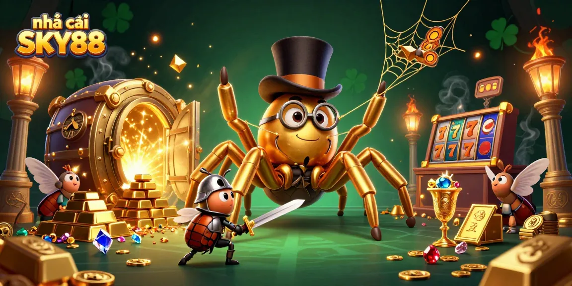 Engage with thrilling gambling action at nhà cái SKY88's vibrant casino scene featuring gold treasures.