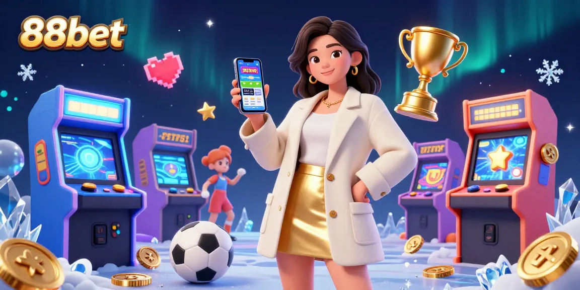 Engage with 88bet's vibrant sports betting app featuring a lively illustration of a woman in a chic outfit