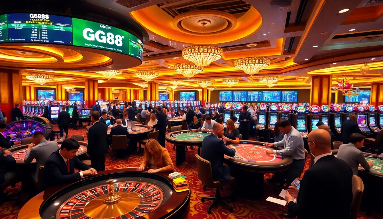 Exciting casino atmosphere at https://gg88.ltd/ with players engaged in gaming activities.
