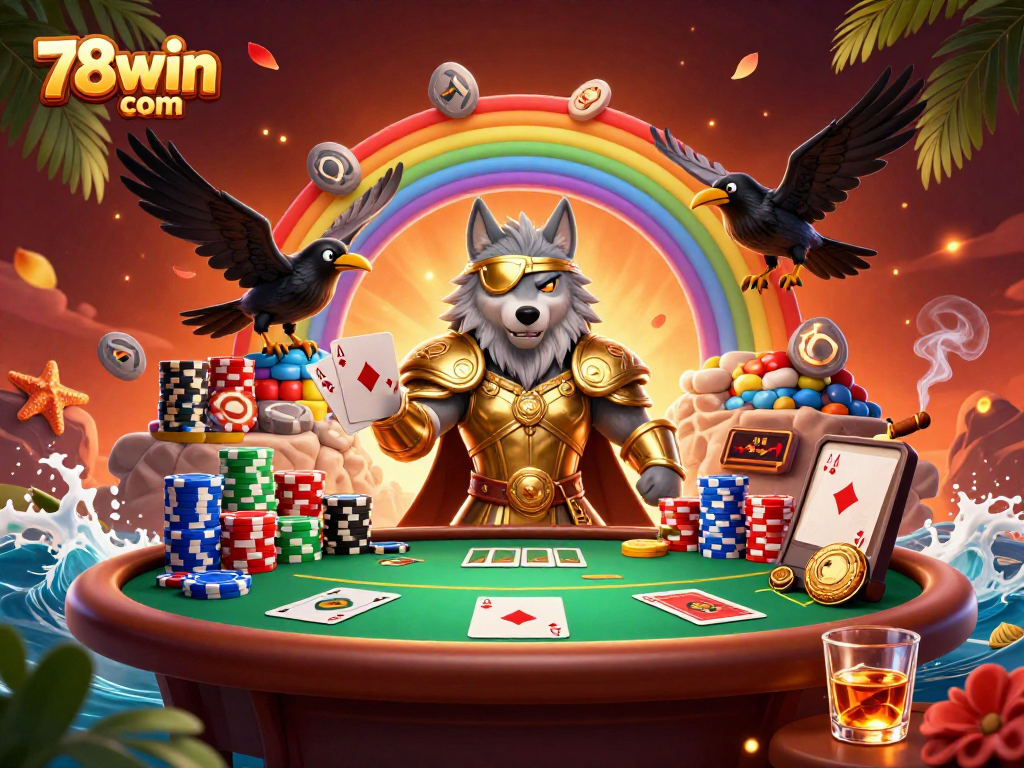 Experience thrilling gameplay at 78win com with Odin and ravens showcasing a vibrant casino scene.