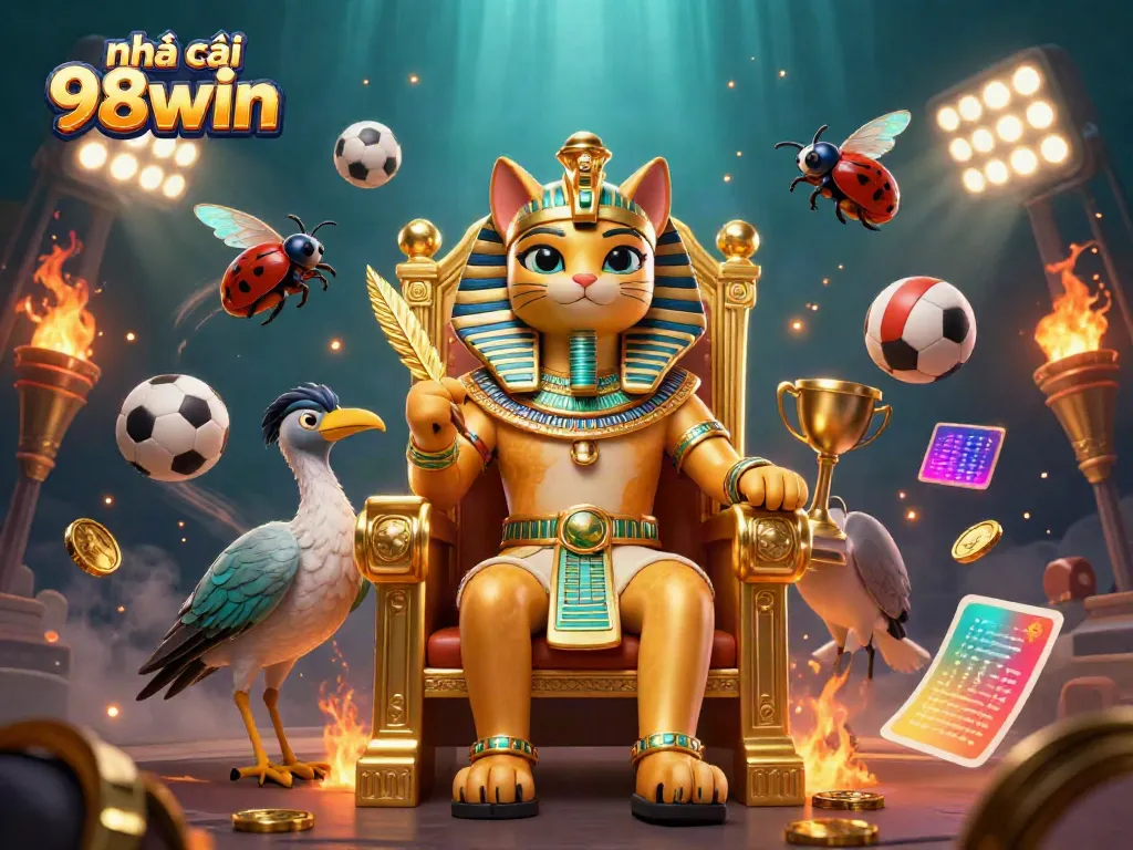 Experience thrilling wins at nhà cái 98win with exciting sports betting elements and vibrant 3D art.
