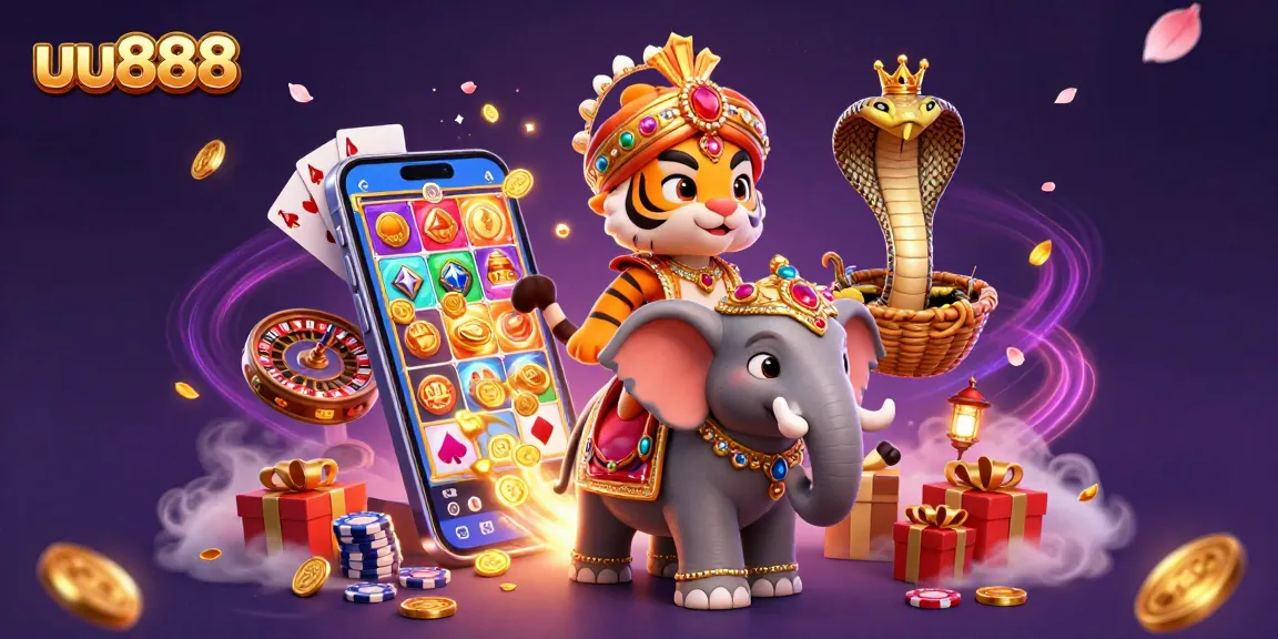 Experience the thrill of uu888 with a vibrant 3D scene featuring a royal tiger casino adventure.