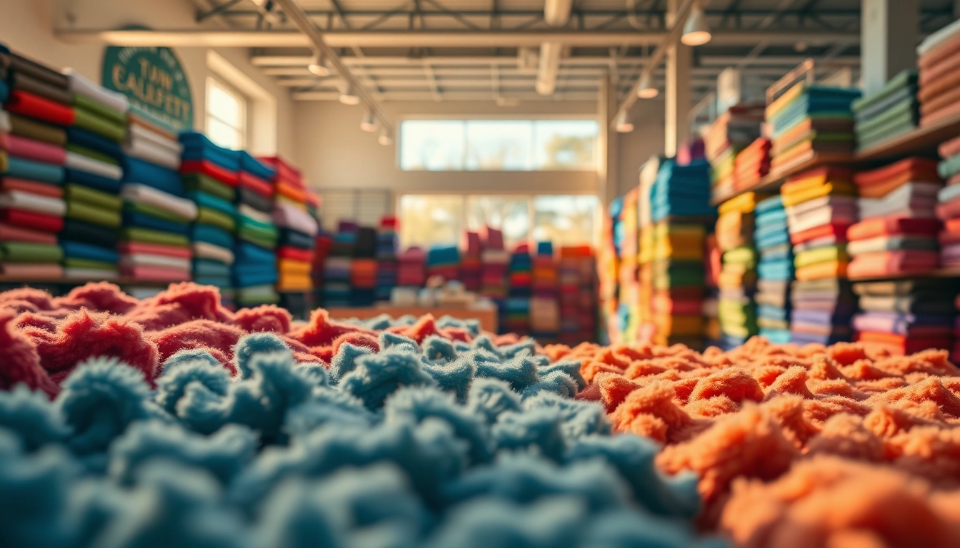 Fleece stof kopen: een vrolijke presentatie van diverse fleecetextielen in een gezellige winkel.