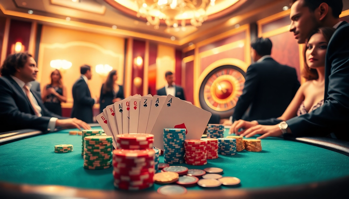 Experience thrilling poker action at https://789win223.com/ with vibrant chips and an elegant casino setting.