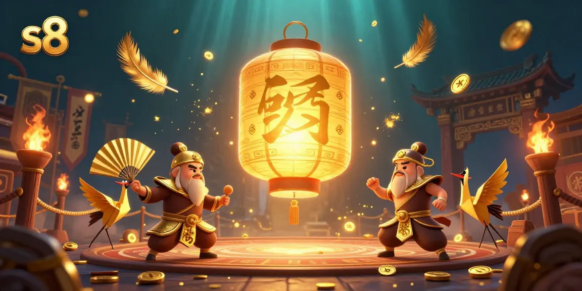 Experience the thrill of s8 with golden lantern spirits and festive casino elements amidst a vibrant scene.