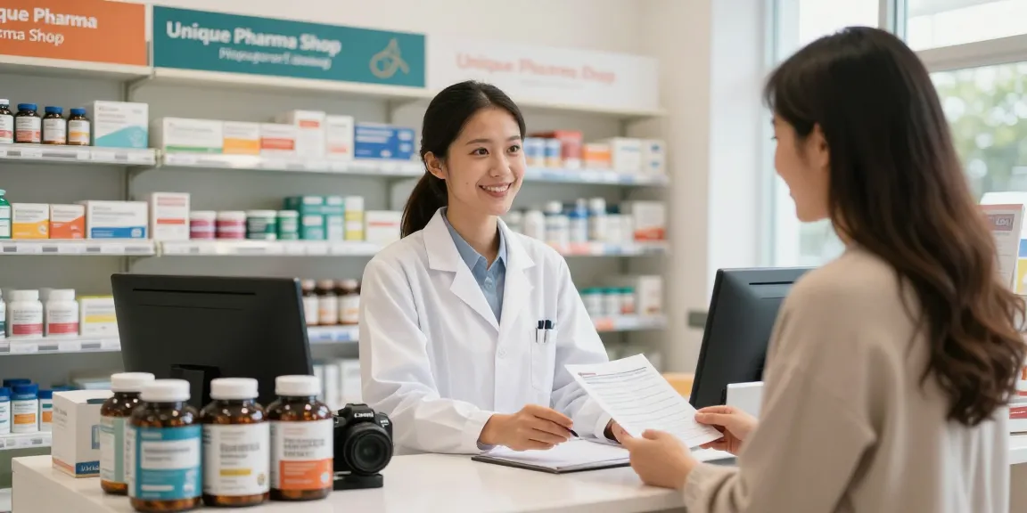 Unieke Pharma Winkel met vriendelijke farmacist die klant helpt bij gezondheidssupplementen.