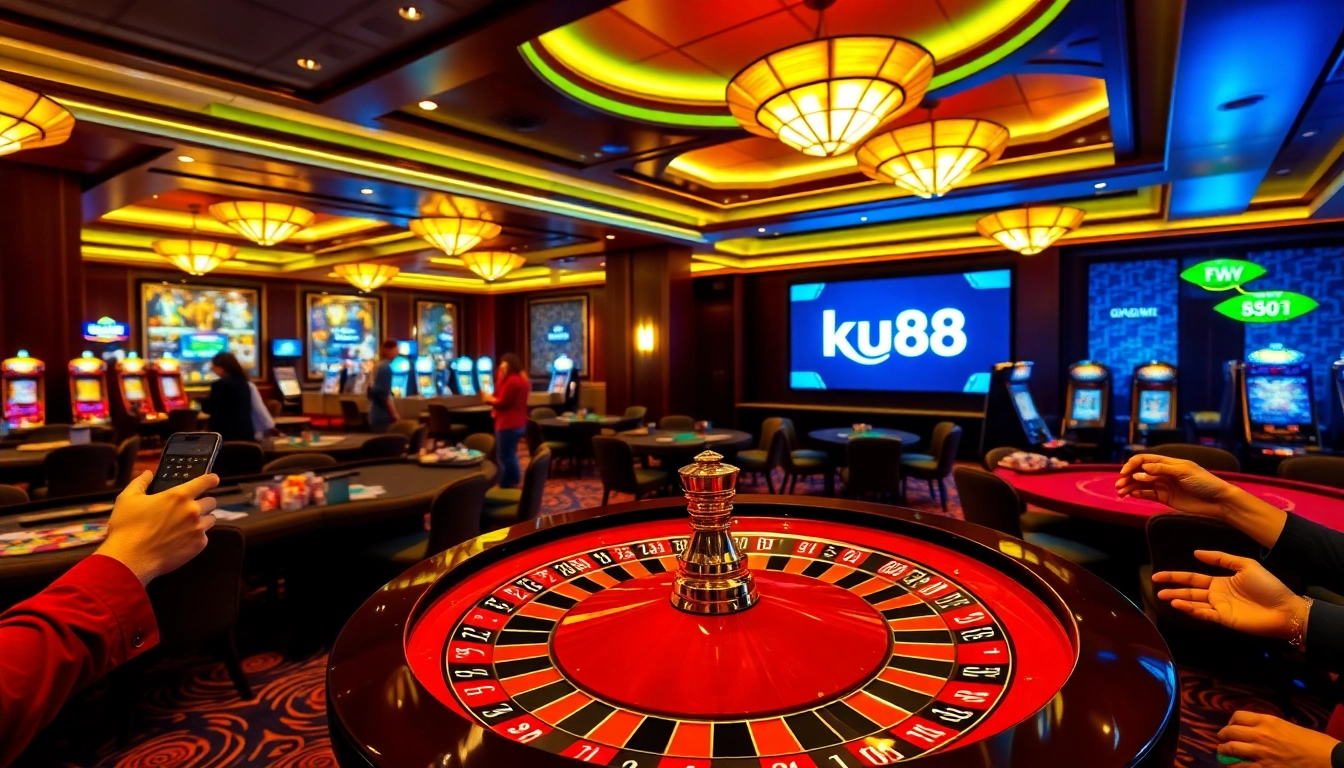 Tải app ku88 enhances the thrill of gambling at a luxurious casino table with roulette.
