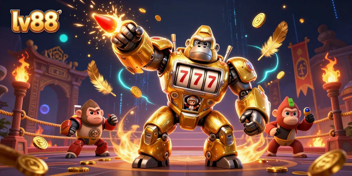 Experience thrilling wins at lv88 while the golden gorilla mech triumphs in the gaming arena.