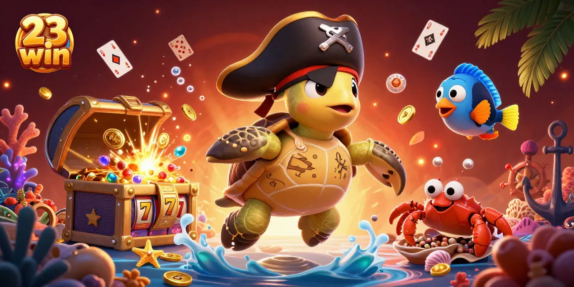 Experience thrilling entertainment with 23 win as our pirate turtle and friends explore a treasure-filled casino.