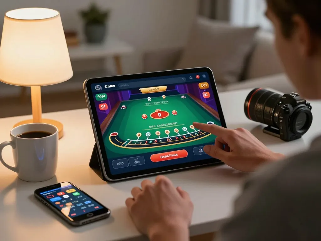 cm88 player engaging in a live dealer blackjack game on a tablet at home