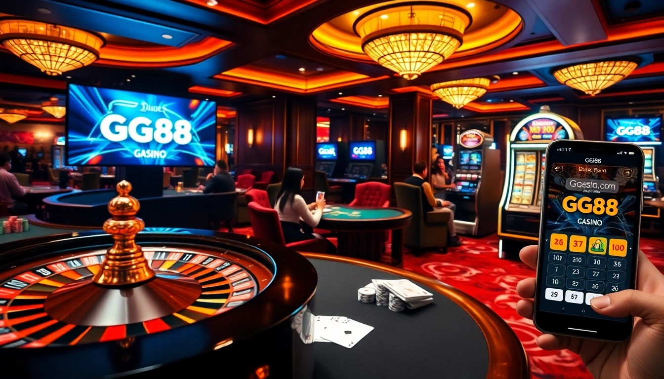 Players enjoying their experience on gg88.com with vibrant casino elements and winning action.