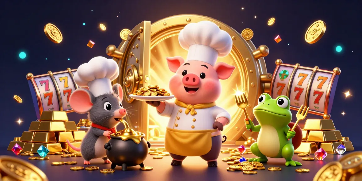Experience the excitement of go 88 with a vibrant 3D illustration showcasing chefs and casino elements.