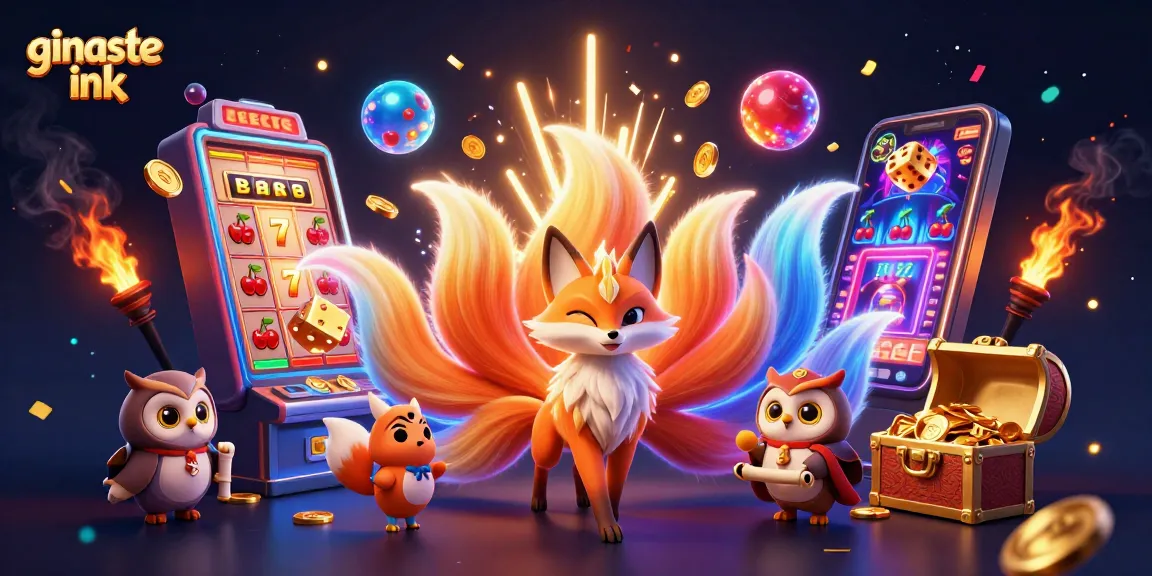 Experience thrilling wins at ginaste ink with a vibrant 3D casino scene showcasing exciting gambling elements.