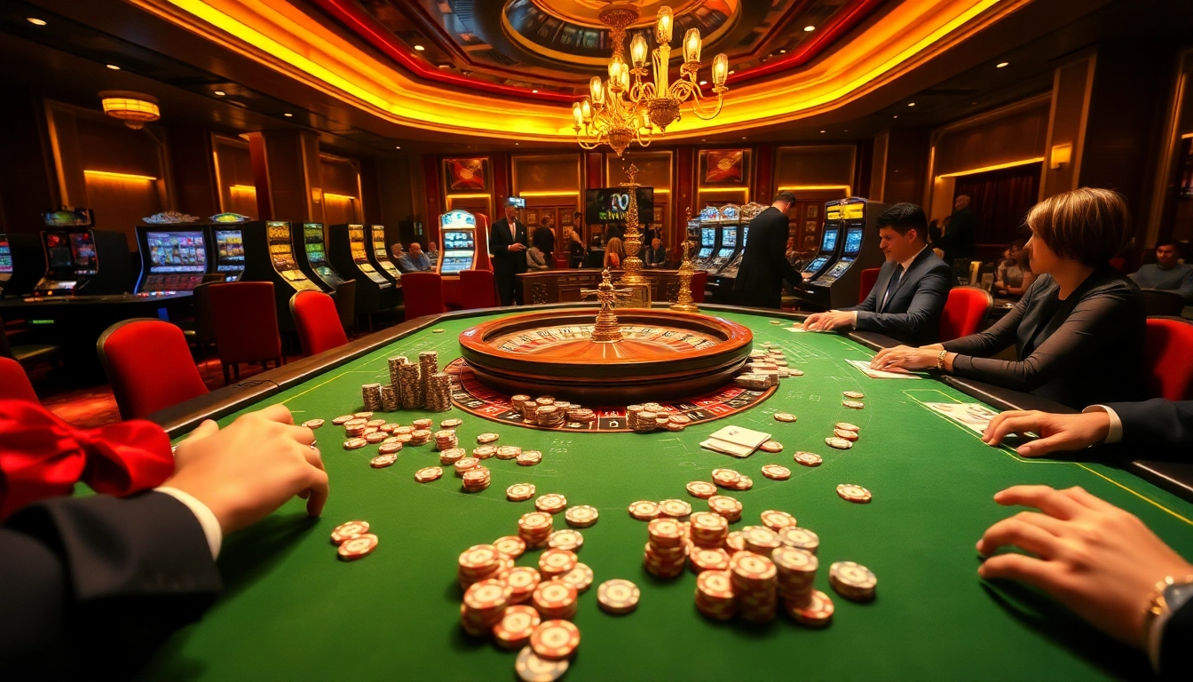 33WIN gambling table with vibrant chips, cards, and casino ambiance reflecting excitement.