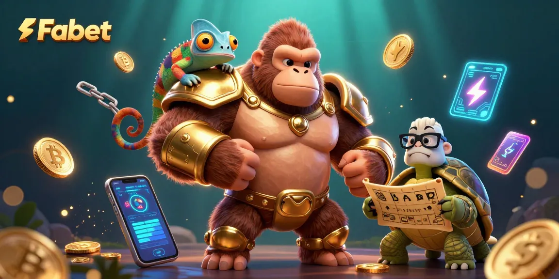 Join Fabet's thrilling gaming adventure with a powerful gorilla and vibrant casino elements.