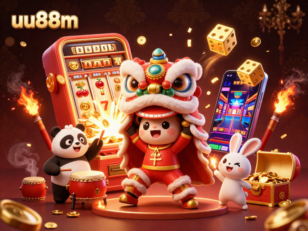 Experience thrilling jackpots at uu88m with an animated Chinese New Year celebration and exciting casino game elements.