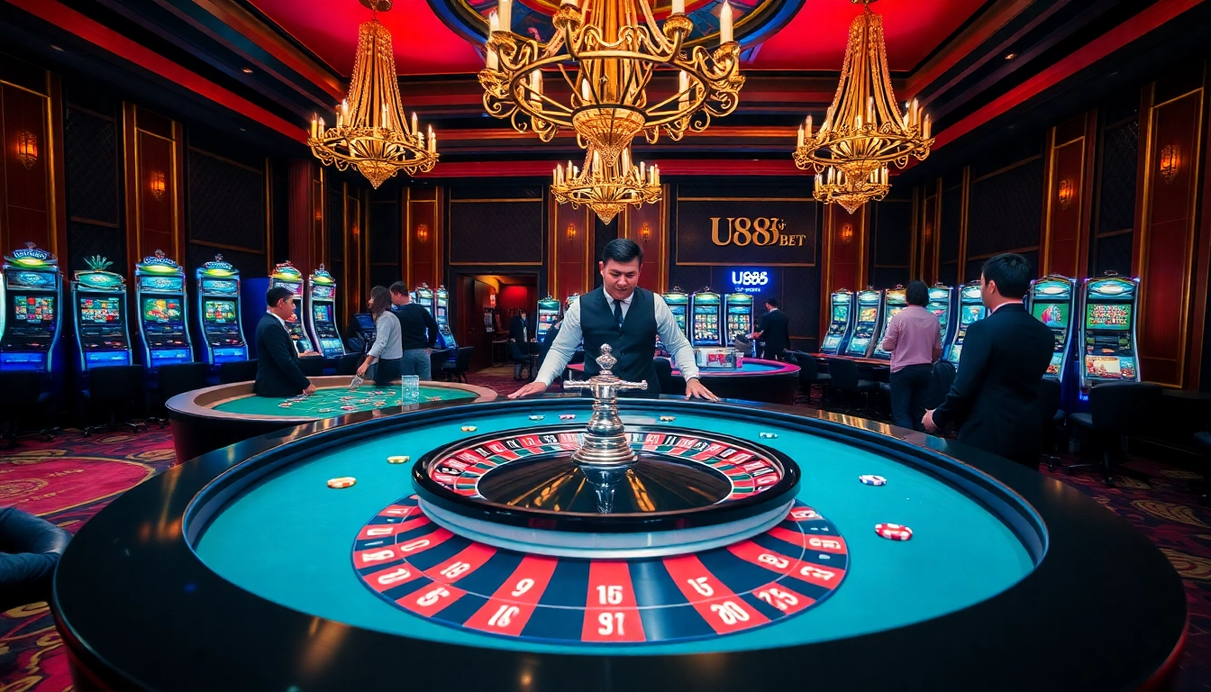 Experience the thrill of u888 bet at a luxury casino with engaging roulette action.