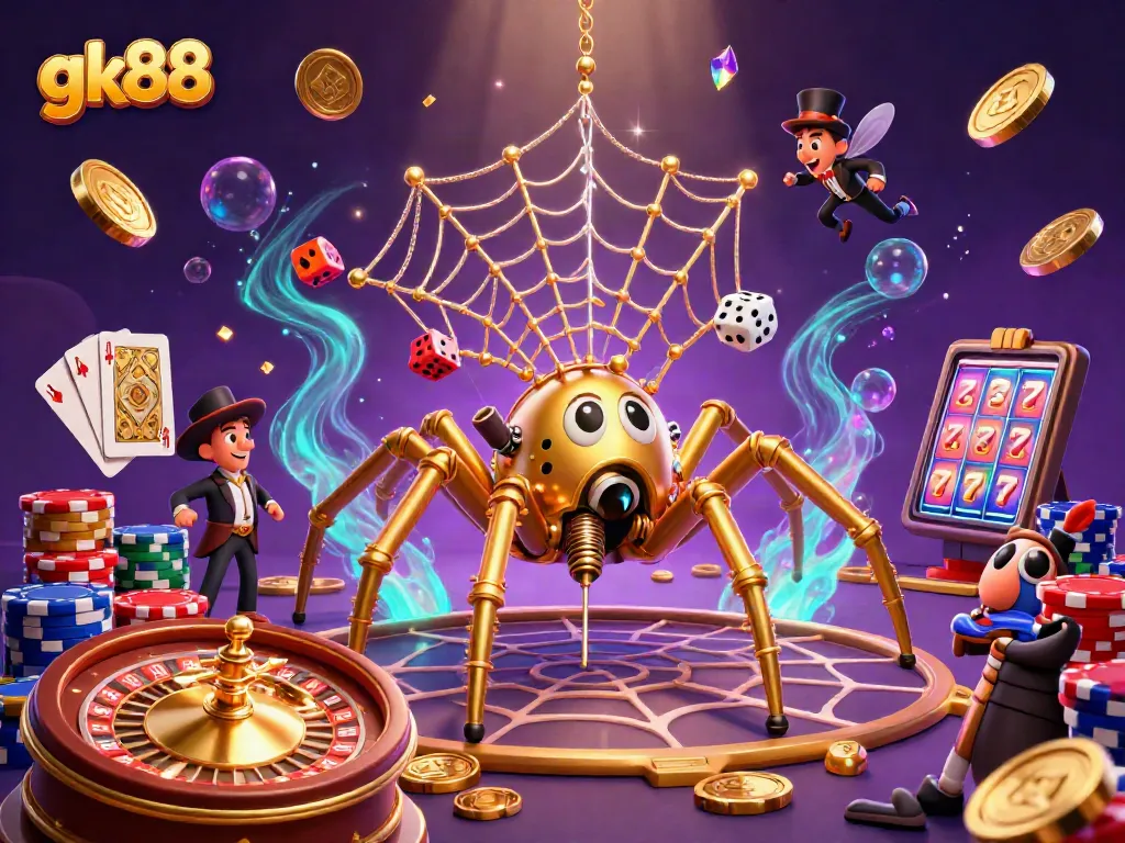 Experience thrilling adventures at gk88 with a dynamic 3D scene featuring games and treasures.