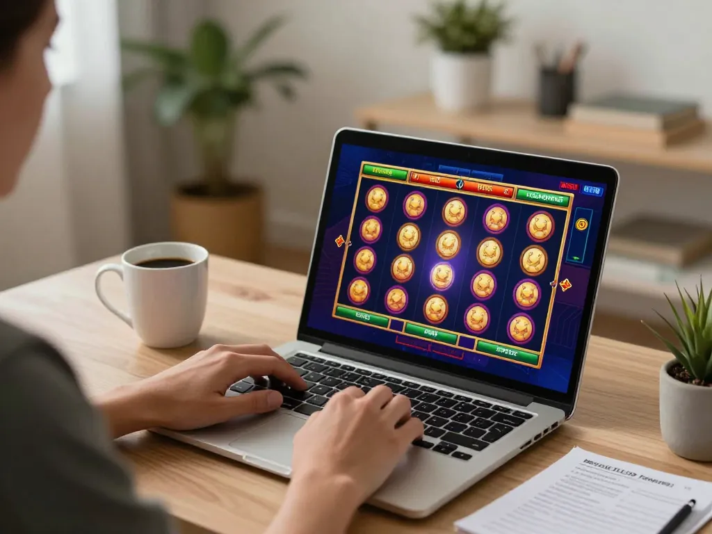 Engaging online gaming experience at home with Link Lu88 chính thức displayed on screen, inviting players to join the action.