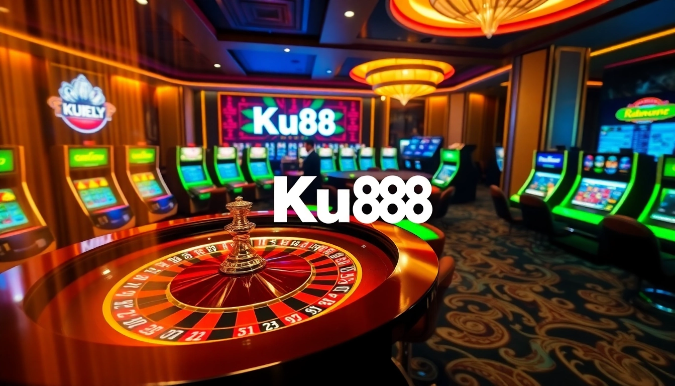 Engaging gambling action at the Nhà cái Ku88 casino with vibrant casino tables and professional atmosphere.