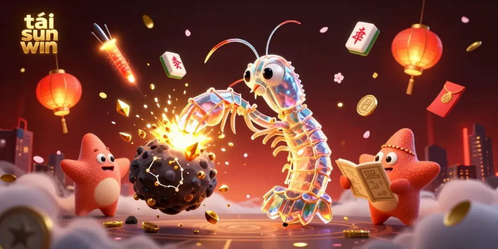 Experience the thrill of tải sun win with vibrant casino-themed 3D characters and elements exploding with prizes.