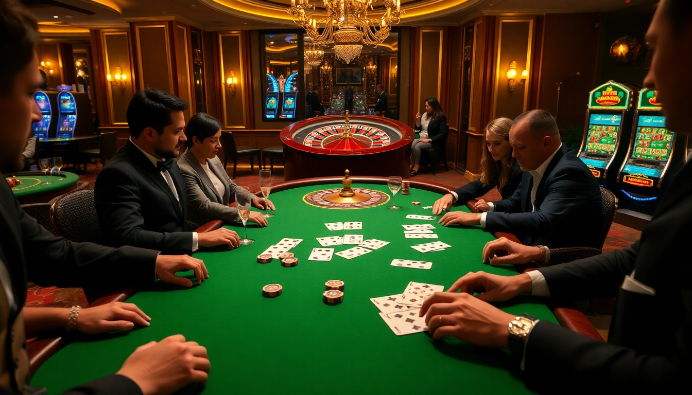 High-stakes poker action at https://11win12.com/ with chips, cards, and roulette wheel.