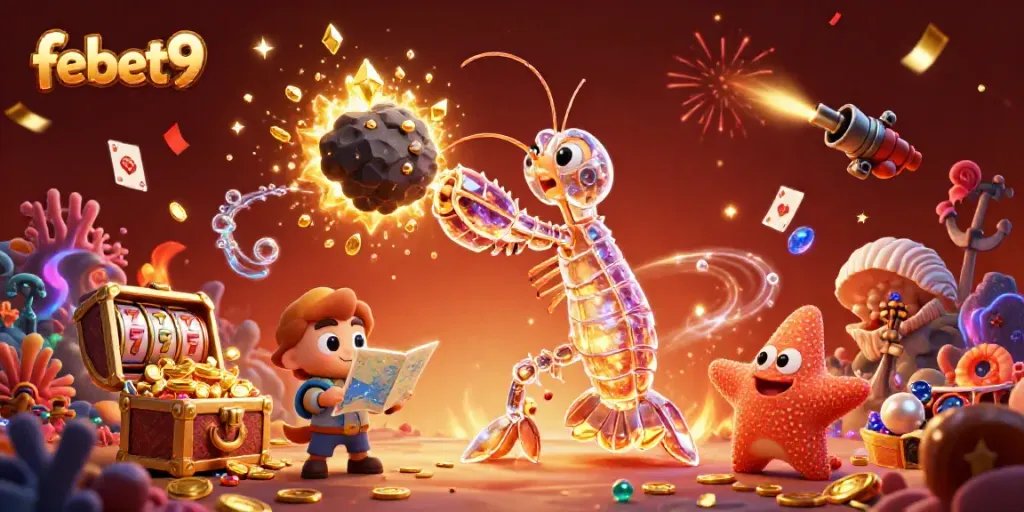 Experience big wins at febet9 with explosive gold gems and vibrant gaming elements in a galactic casino.