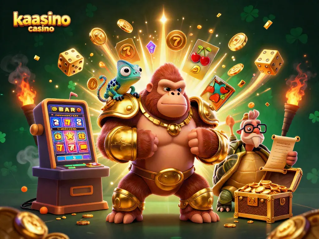 Winning at kaasino casino with vibrant characters and dynamic game elements in an engaging 3D scene.