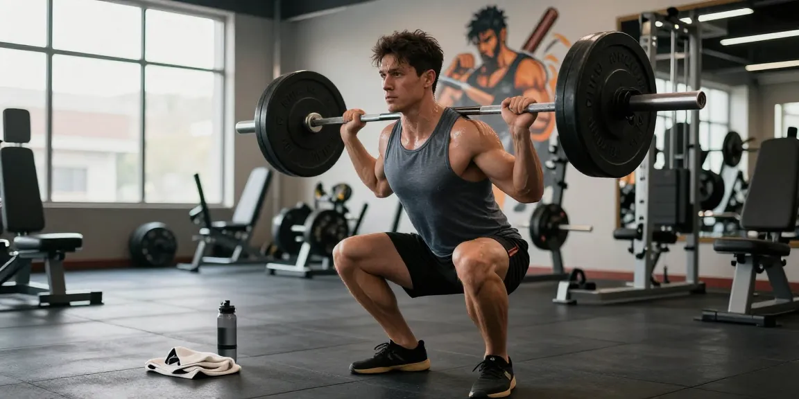 Prime Pharma Steroiden used by bodybuilder demonstrating strength during barbell squat in modern gym.