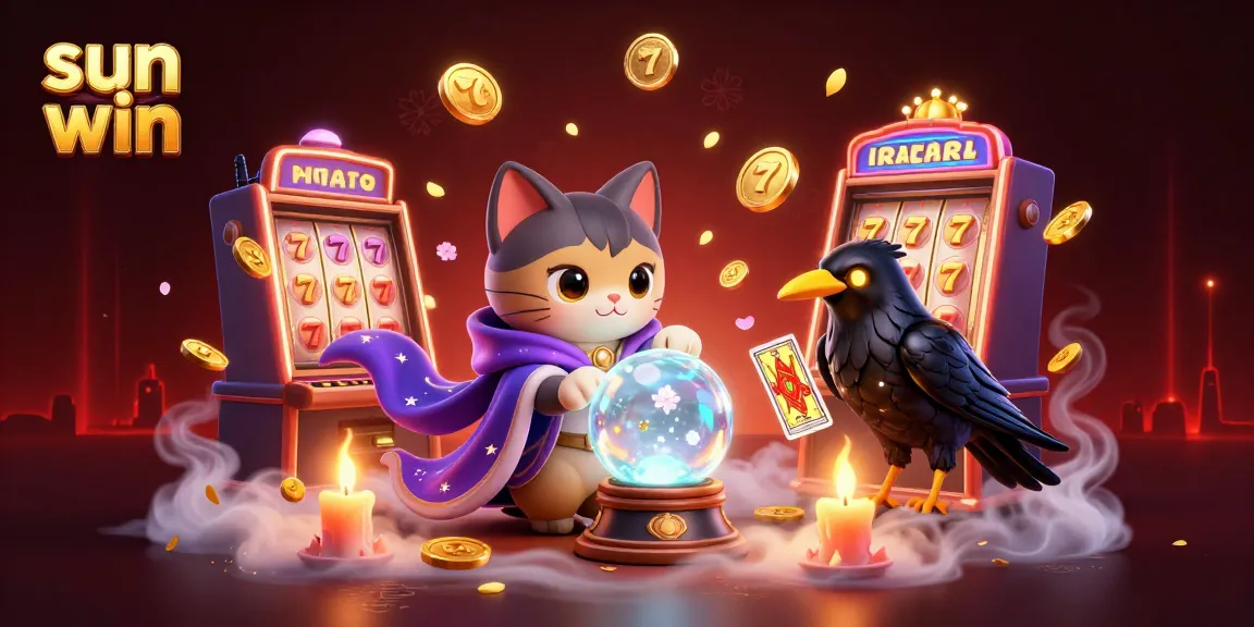 Experience the excitement of sun win with vibrant casino elements and magical characters in a dazzling scene.