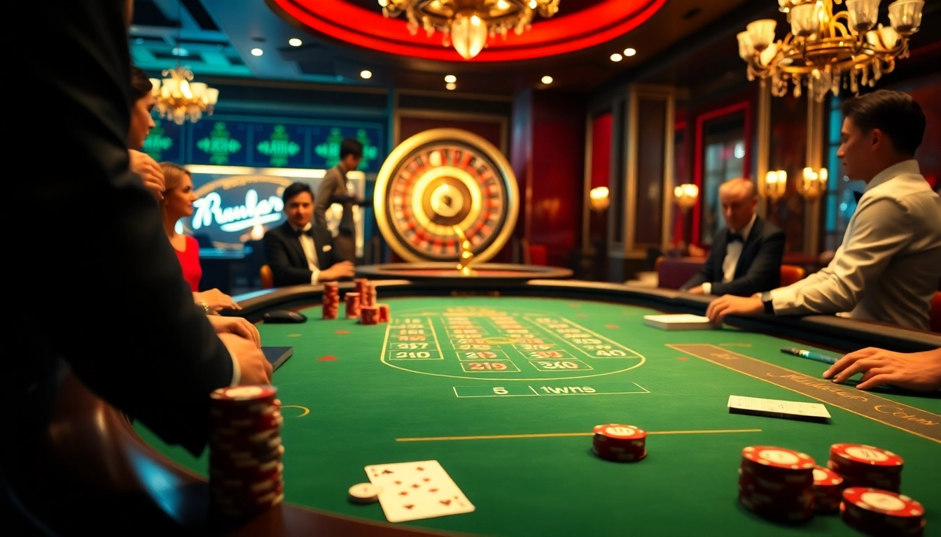 Experience the excitement of betting at 78win Com with vibrant casino tables and players engaged.