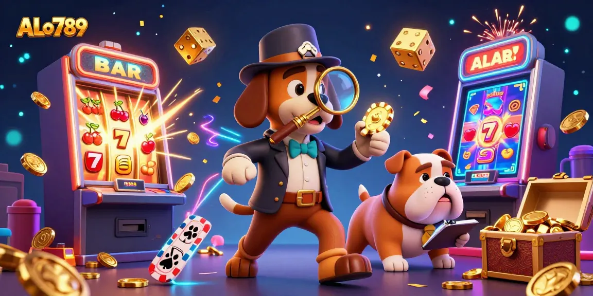 Experience thrilling action at ALo789 with a 3D detective uncovering casino secrets as coins burst forth.