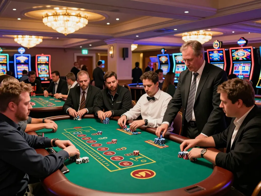 Players engaging in high-stakes blackjack at Go8 casino with professional dealers managing the game.