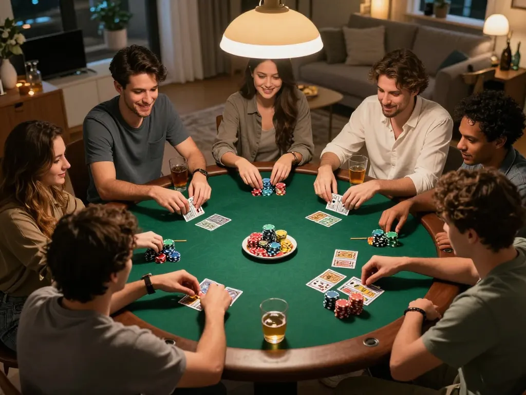 WALA88 players enjoying an intense poker game with colorful chips and community cards displayed.