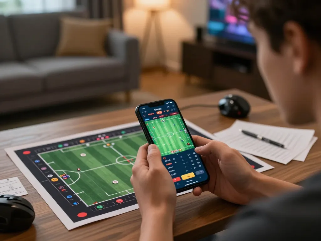 Player exploring nhà cái hm88 mobile betting options on smartphone in cozy atmosphere.