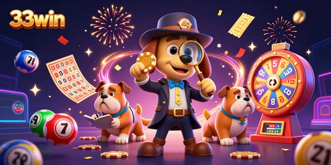Engage in thrilling 33win casino experiences with a detective and lottery elements in action.