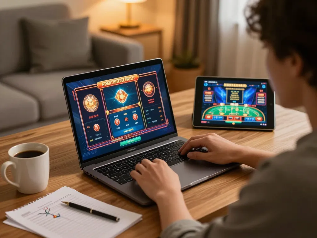 max88s player enjoying online slots from home, showcasing engaging gaming atmosphere and strategic approach.