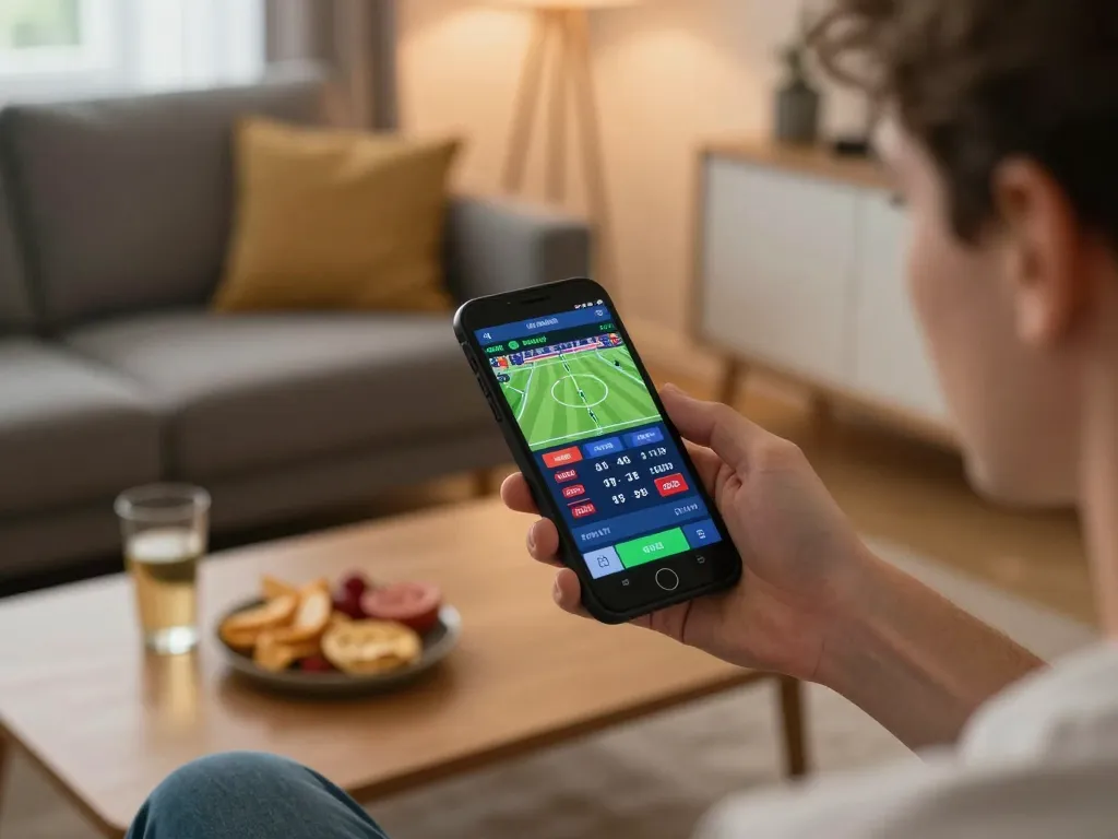 Experience intense moments of online sports betting on 789 bet as players engage with live match odds in a cozy setting.