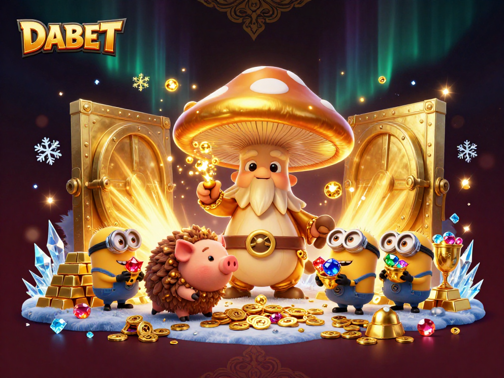 DABET elevates your gaming experience with a magical scene of a golden wizard and treasure elements.