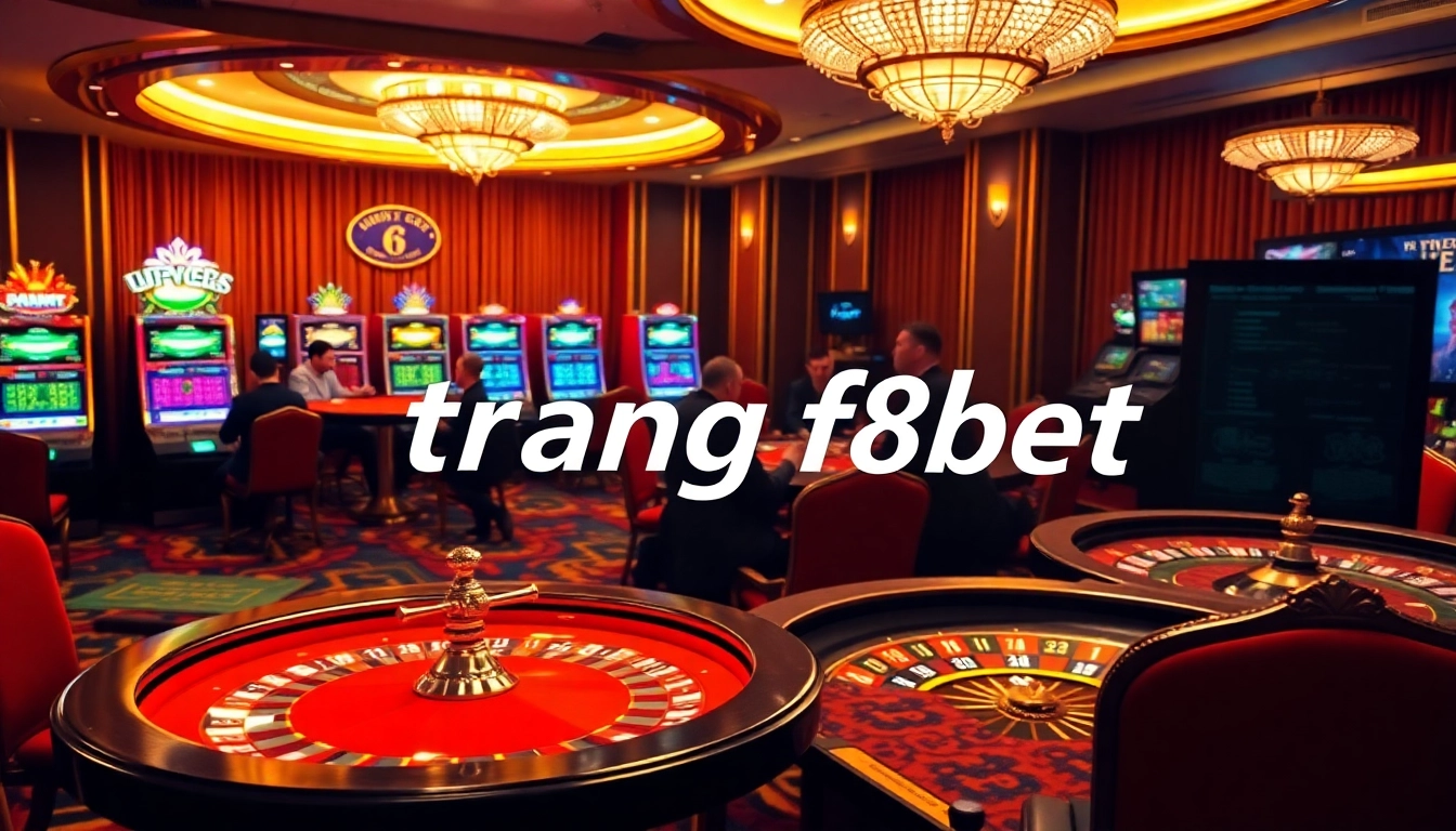 Engaging casino scene reflecting trang chủ f8bet chính thức with vibrant poker and slot experiences.