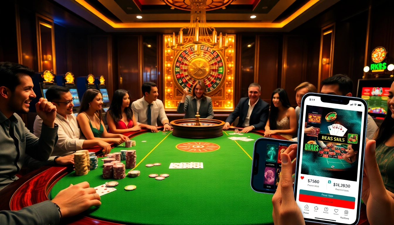 Players engaging at a poker table with RR88 promotions, showcasing a vibrant casino atmosphere