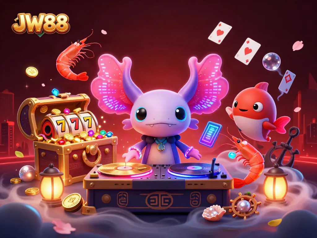 Experience JW88 in vibrant fun with neon characters and exciting slots action.