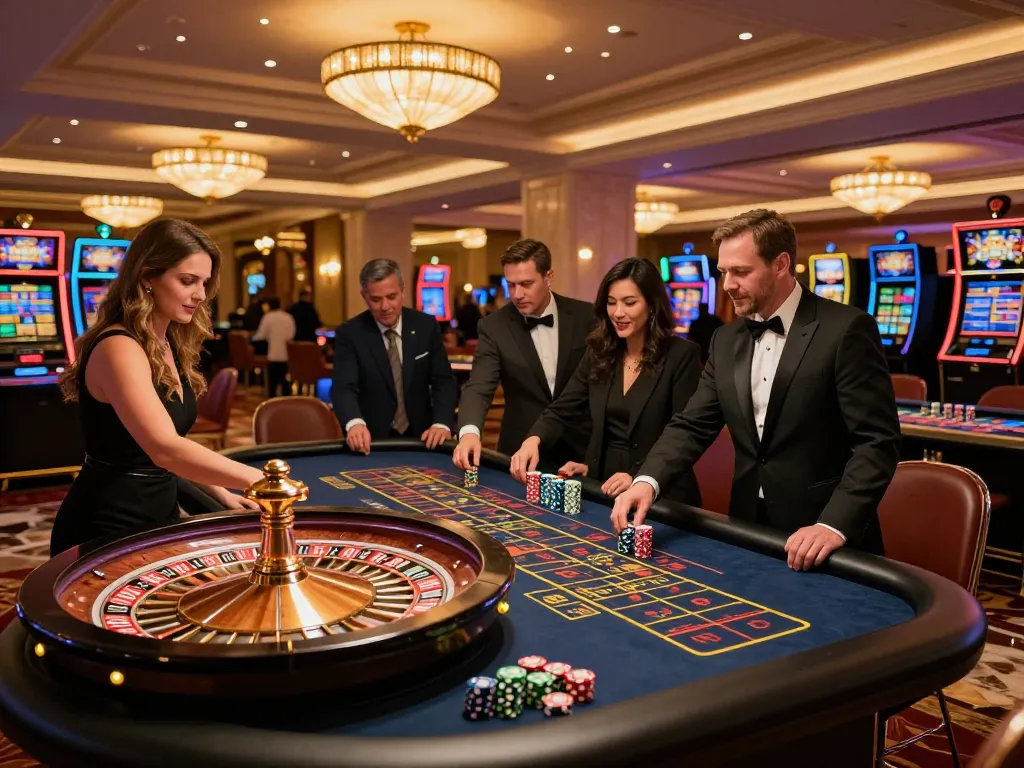 Nohu casino guests placing bets at an exciting roulette table with vibrant atmosphere.